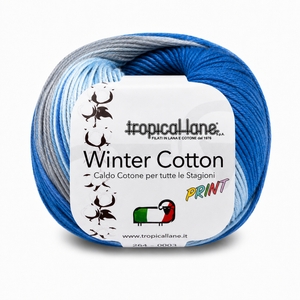 CALDO COTONE Winter Cotton Print - Tropical Lane - Colore: 106 - blu azzurro grigio - by LacariaRicami.Store
