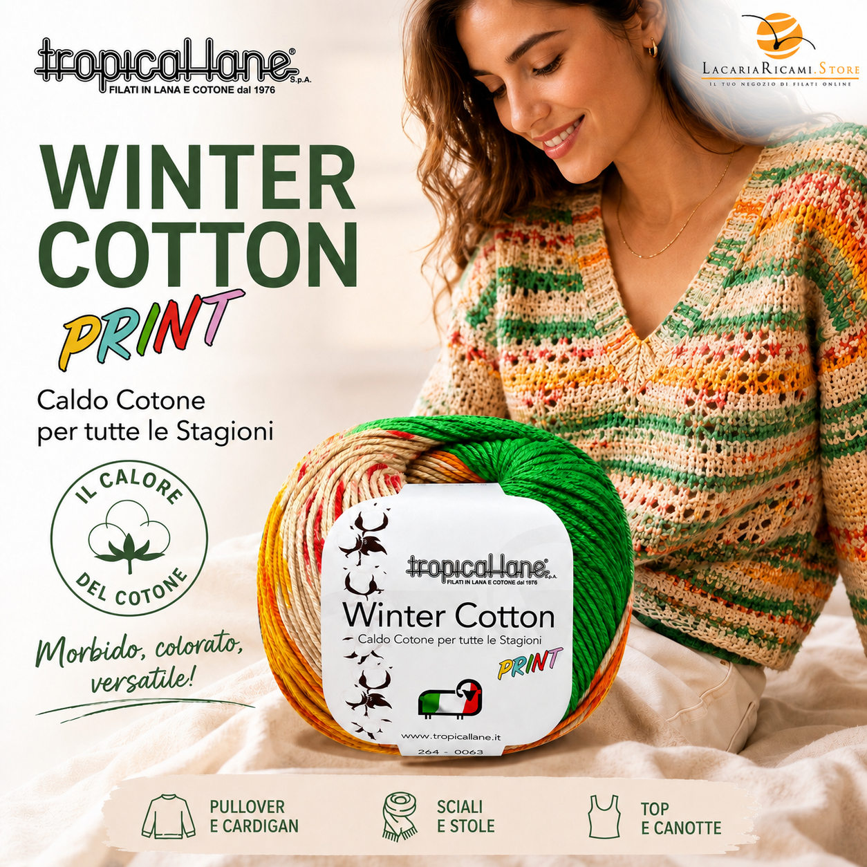 CALDO COTONE Winter Cotton Print - Tropical Lane - Colore: - by LacariaRicami.Store