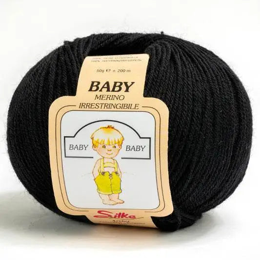 Lana Baby Merino - Silke - 200 - NERO - LacariaRicami.Store