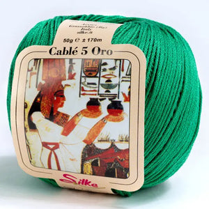 Cotone Cablé 5 ORO - Silke - Colore: 06 - VERDE SMERALDO - by LacariaRicami.Store