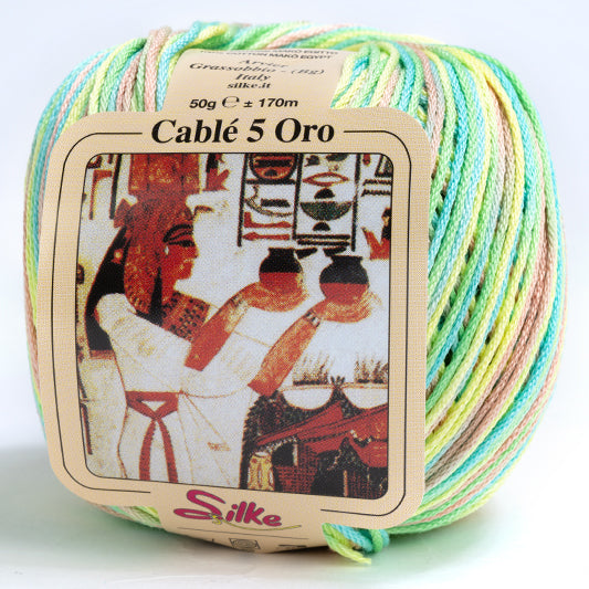 Cotone Cablé 5 Oro Sfumato - Silke - 27 - VERDE MIX SFUMATO - LacariaRicami.Store