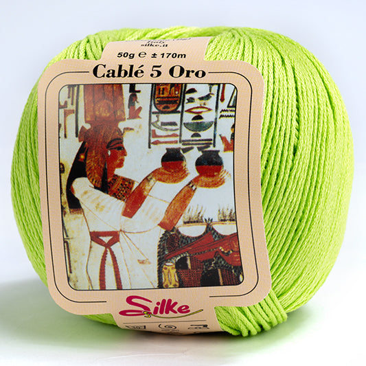 Cotone CABLE' 5 ORO - Silke - 271 - VERDE ACIDO - LacariaRicami.Store