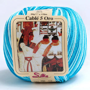 Cotone Cablé 5 Oro Sfumato - Silke - Colore: 314 - TURCHESE SFUMATO - by LacariaRicami.Store
