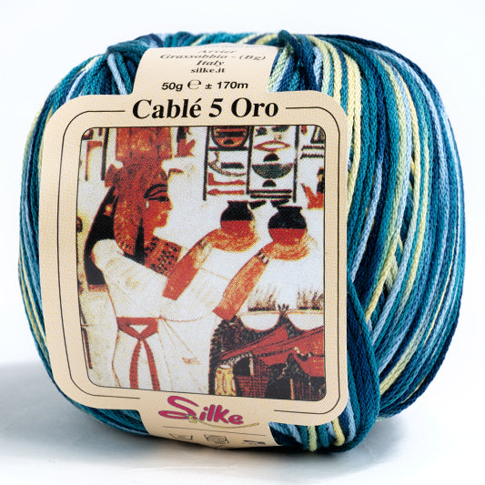 Cotone Cablé 5 Oro Sfumato - Silke - 324 - BLU MIX SFUMATO - LacariaRicami.Store