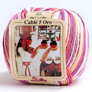 Cotone Cablé 5 Oro Sfumato - Silke - Colore: 326 - VIOLA MIX SFUMATO - by LacariaRicami.Store