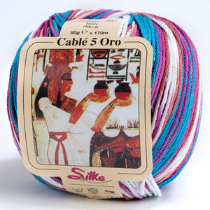 Cotone Cablé 5 Oro Sfumato - Silke - 327 - CELESTE/VIOLA MIX SFUMATO - LacariaRicami.Store