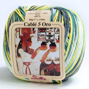 Cotone Cablé 5 Oro Sfumato - Silke - 328 - VERDE/GIALLO MIX SFUMATO - LacariaRicami.Store