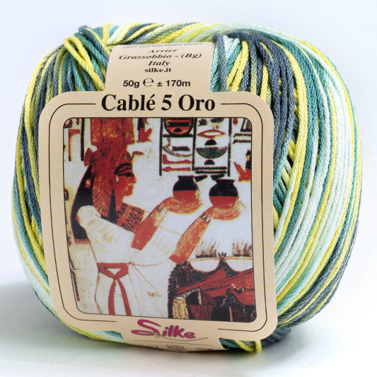 Cotone Cablé 5 Oro Sfumato - Silke - 328 - VERDE/GIALLO MIX SFUMATO - LacariaRicami.Store