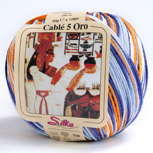 Cotone Cablé 5 Oro Sfumato - Silke - 329 - BLU/ARANCIO MIX SFUMATO - LacariaRicami.Store