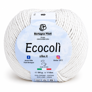 Cotone-Lino ECOCOLÌ - Silke - Colore: 0008 - BIANCO - by LacariaRicami.Store