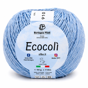 Cotone-Lino ECOCOLÌ - Silke - Colore: 0910 - CELESTE - by LacariaRicami.Store