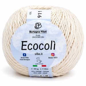 Cotone-Lino ECOCOLÌ - Silke - Colore: 0911 - PANNA - by LacariaRicami.Store