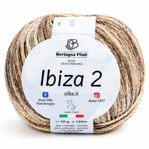 Cotone IBIZA 2 - Bertagna Filati - Colore: 50(2) - MARRONE-BEIGE MIX LUREX ARGENTO - by LacariaRicami.Store