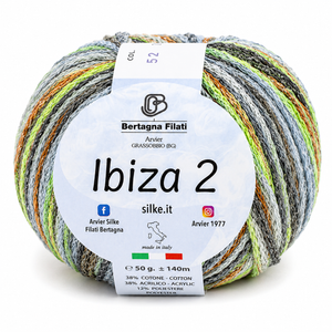 Cotone IBIZA 2 - Bertagna Filati - Colore: 52(2) - VERDE-GRIGIO MIX LUREX ARGENTO - by LacariaRicami.Store