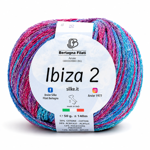 Cotone IBIZA 2 - Bertagna Filati - Colore: 55(2) - FUXIA-BLU MIX LUREX ARGENTO - by LacariaRicami.Store