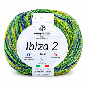 Cotone IBIZA 2 - Bertagna Filati - Colore: 56(2) - VERDE-BLU MIX LUREX ARGENTO - by LacariaRicami.Store