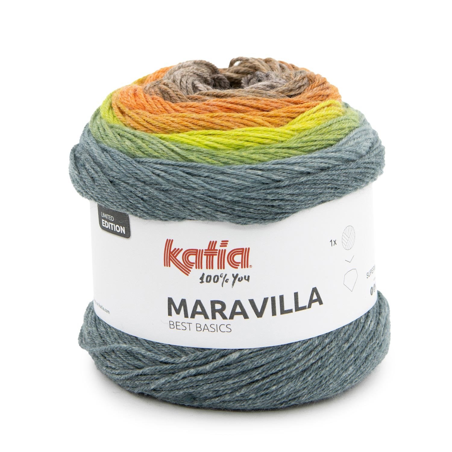 Lana MARAVILLA - Katia - 500 - Marrone-Arancione-Blu verdastro - LacariaRicami.Store