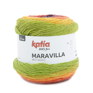 Lana MARAVILLA - Katia - 501 - Mora perlato-Arancione-Verde giallastro - LacariaRicami.Store