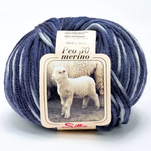 Lana BABY PEO 30 Merino COLOR - Silke - Colore: 126 - BLU SFUMATO - by LacariaRicami.Store