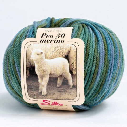 Lana BABY PEO 30 Merino COLOR - Silke - 153 - VERDONE SFUMATO - LacariaRicami.Store