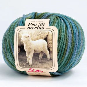 Lana BABY PEO 30 Merino COLOR - Silke - Colore: 153 - VERDONE SFUMATO - by LacariaRicami.Store