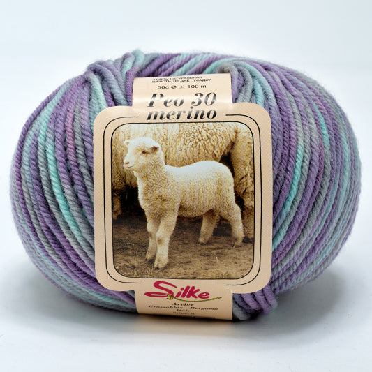 Lana BABY PEO 30 Merino COLOR - Silke - 164 - ACQUA/VIOLA SFUMATO - LacariaRicami.Store