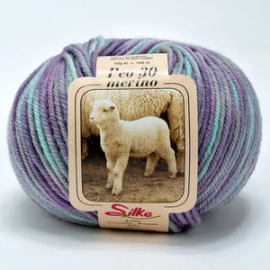 Lana BABY PEO 30 Merino COLOR - Silke - Colore: 164 - ACQUA VIOLA SFUMATO - by LacariaRicami.Store