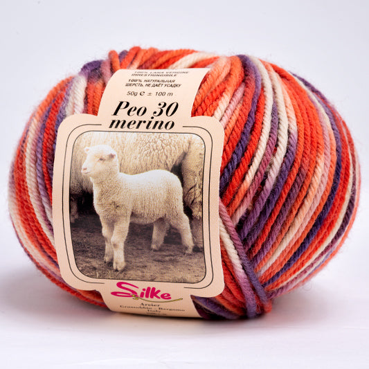 Lana BABY PEO 30 Merino COLOR - Silke - 180 - ROSSO SFUMATO - LacariaRicami.Store