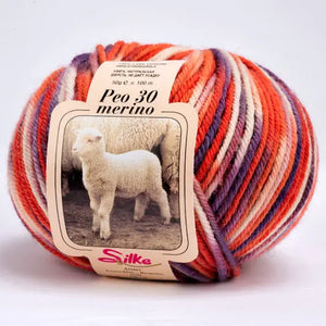 Lana BABY PEO 30 Merino COLOR - Silke - Colore: 180 - ROSSO SFUMATO - by LacariaRicami.Store