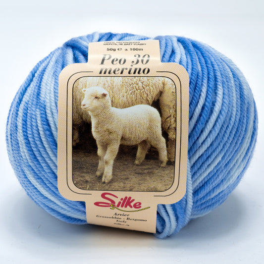 Lana BABY PEO 30 Merino COLOR - Silke - 401 - CELESTE SFUMATO - LacariaRicami.Store
