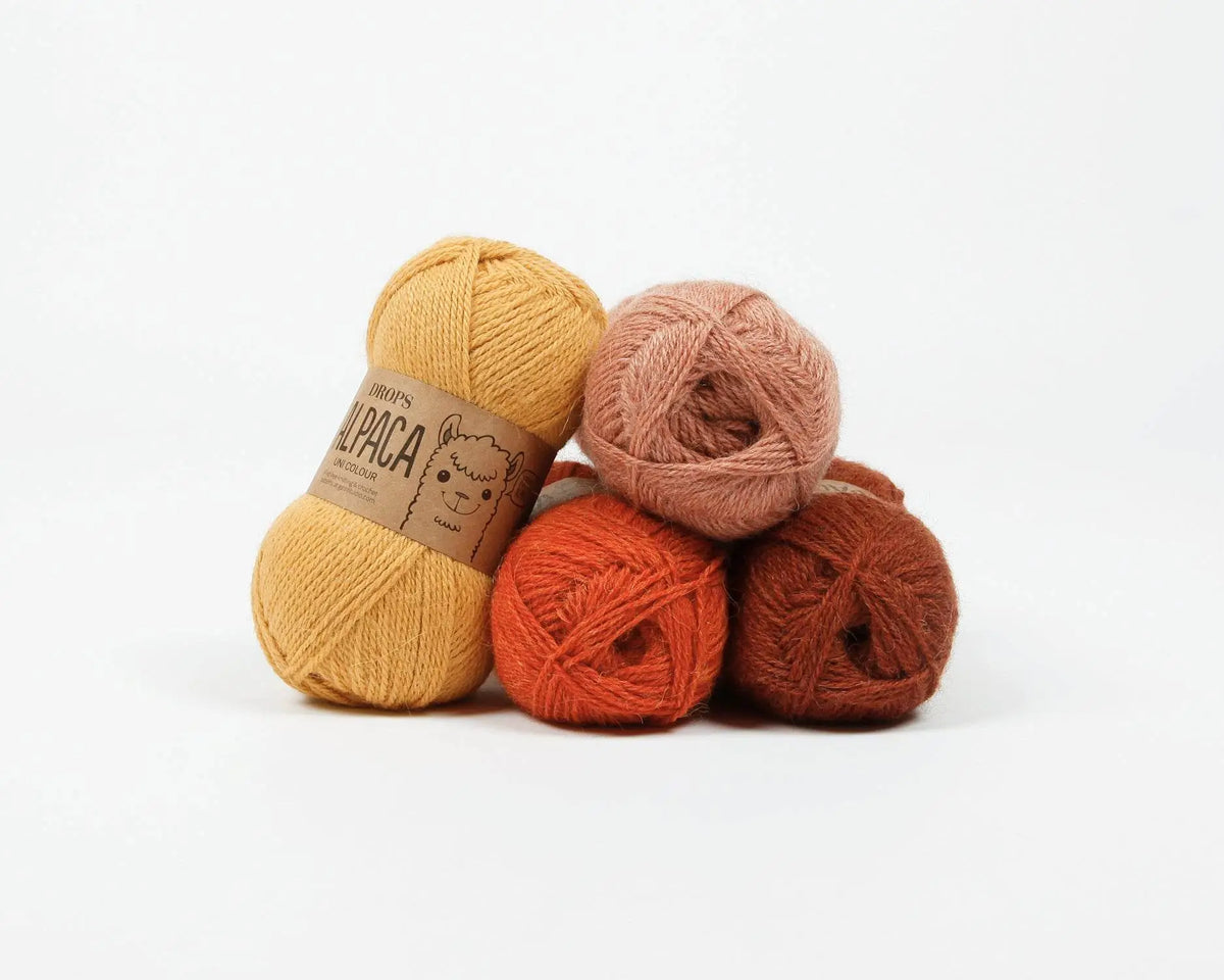Gomitoli di lana alpaca DROPS Alpaca in colori caldi