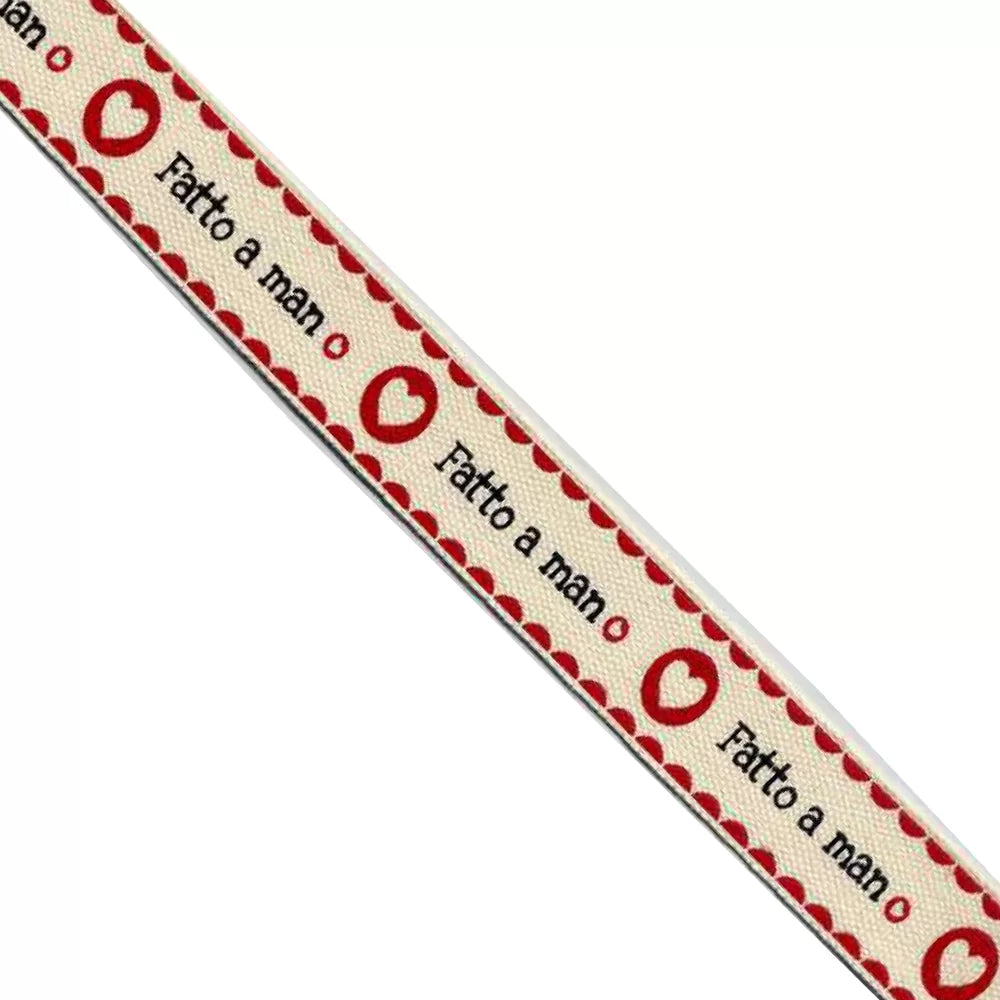 NASTRO In Canvas Di Cotone Stampati - "Fatto a mano"-"Handmade With Love" 01 - ST6