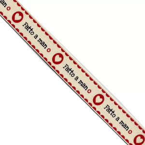 NASTRO In Canvas Di Cotone Stampati - "Fatto a mano"-"Handmade With Love" 01 - ST6