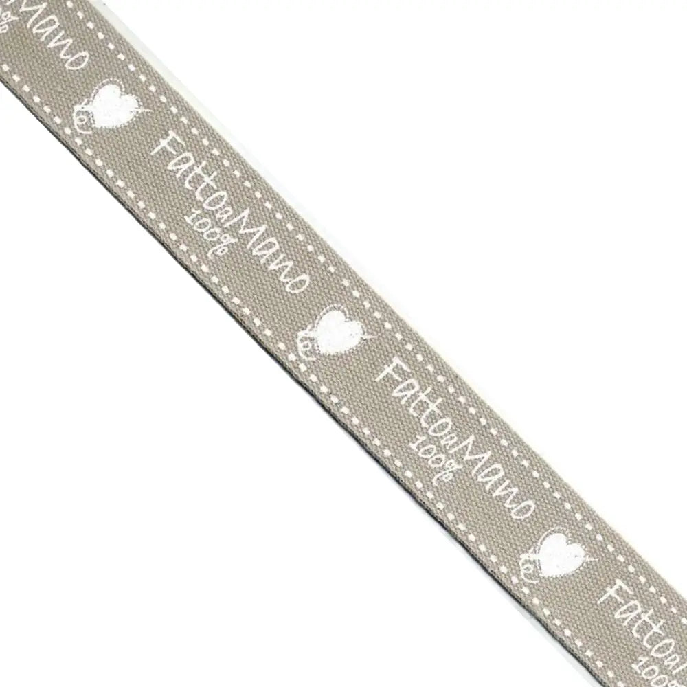 NASTRO In Canvas Di Cotone Stampati - "Fatto a mano"-"Handmade With Love" 05 - ST5