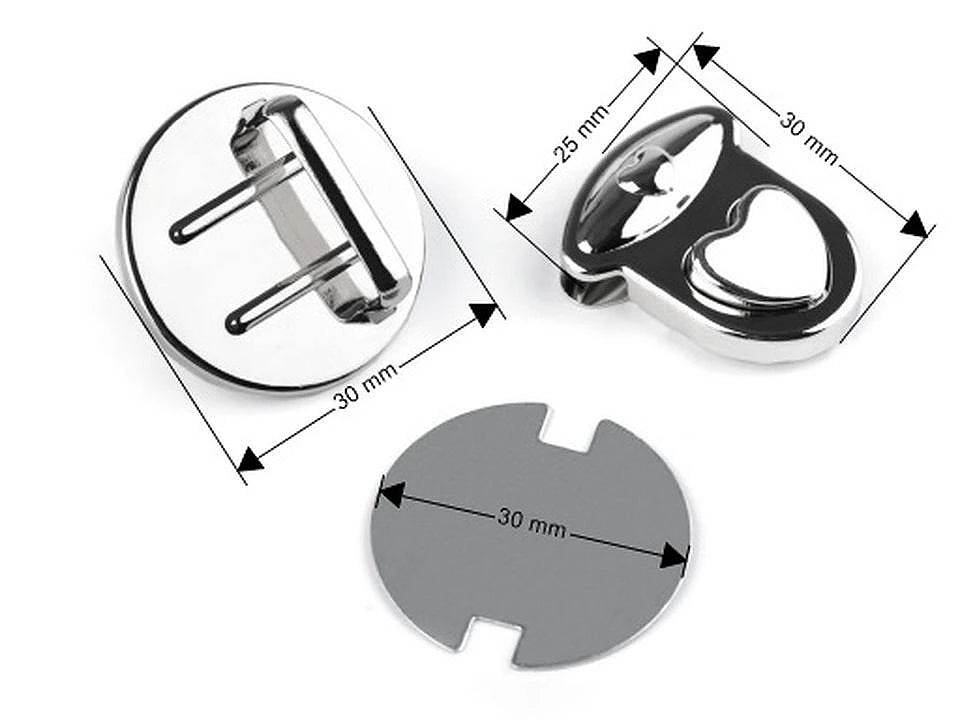 CHIUSURA A Pulsante a Cuore 30x32 mm - - LacariaRicami.Store