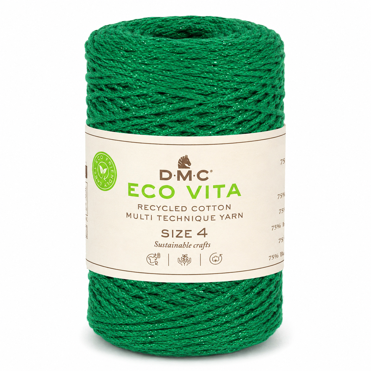 Cordino ECO VITA 04 METALLIC - DMC - Colore: 08 - VERDE LUREX VERDE - by LacariaRicami.Store