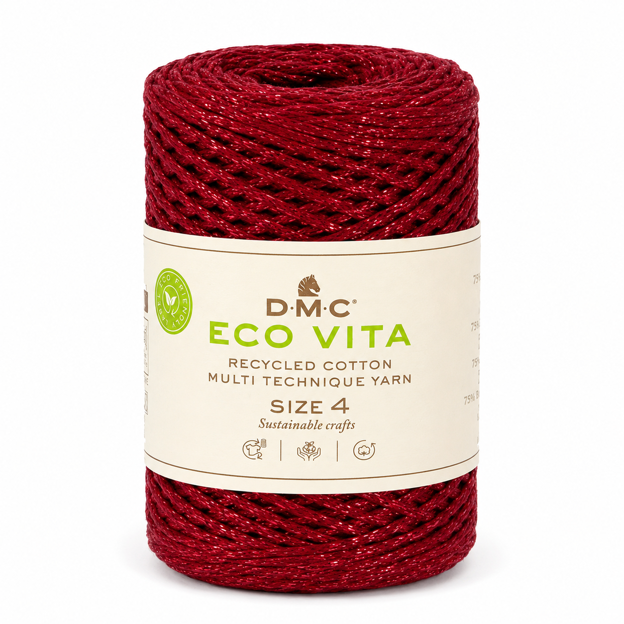 Cordino ECO VITA 04 METALLIC - DMC - Colore: 115 - AMARANTO LUREX ROSSO - by LacariaRicami.Store