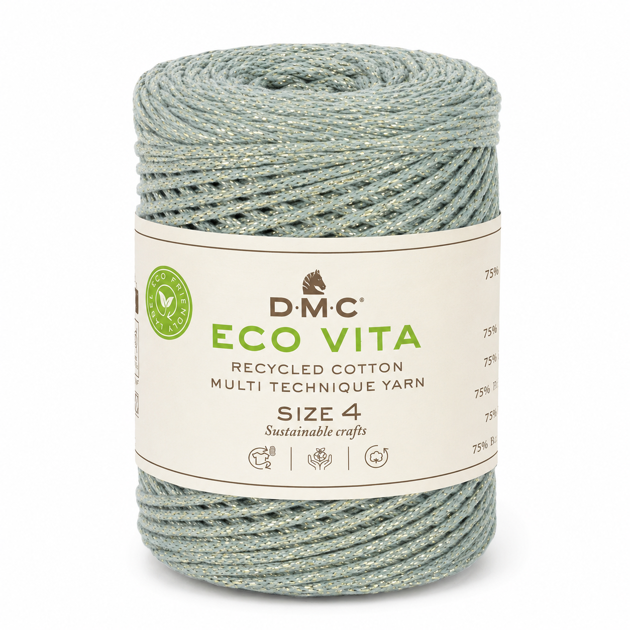 Cordino ECO VITA 04 METALLIC - DMC - Colore: 128 - VERDE ACQUA LUREX ORO - by LacariaRicami.Store