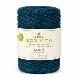 Cordino ECO VITA 04 METALLIC - DMC - Colore: 084 - PETROLIO LUREX BLU - by LacariaRicami.Store