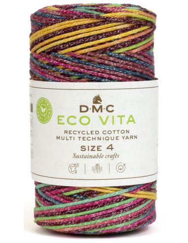 Cordino ECO VITA 4 Multicolore - DMC - Colore: 107 - BORDEAUX FUCSIA BLU PETROLIO VERDE - by LacariaRicami.Store