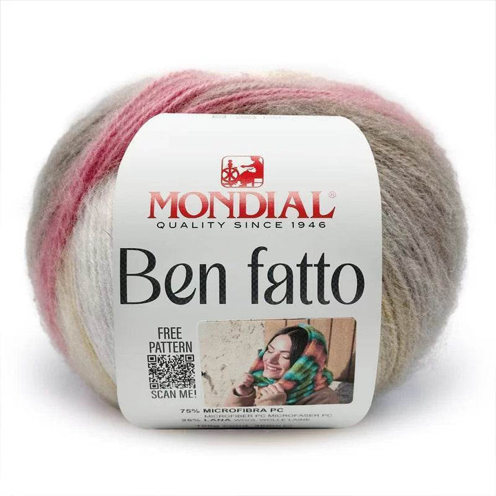 Lana BEN FATTO - MONDIAL - LacariaRicami.Store - 772 - PANNA/BEIGE/ROSA