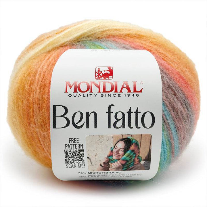 Lana BEN FATTO - MONDIAL - LacariaRicami.Store - 774 - ARANCIO/GIALLO/VERDE/TURCHESE