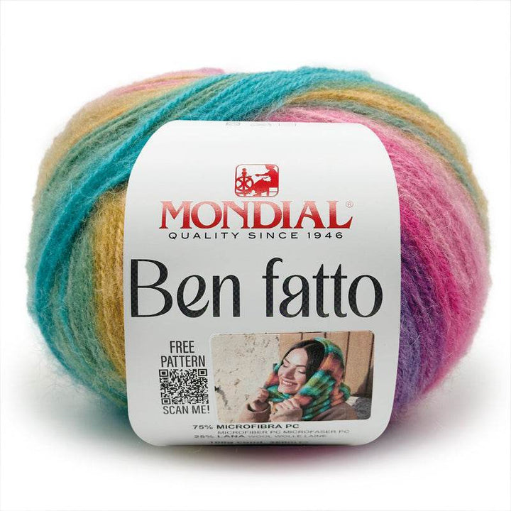 Lana BEN FATTO - MONDIAL - LacariaRicami.Store - 775 - SENAPE/ROSA/AZZURRO/VERDE