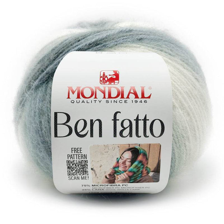 Lana BEN FATTO - MONDIAL - LacariaRicami.Store - 779 - PANNA/GRIGIO/NERO