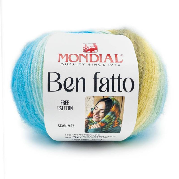 Lana BEN FATTO - MONDIAL - LacariaRicami.Store - 780 - CASTAGNA/BEIGE/ACQUA