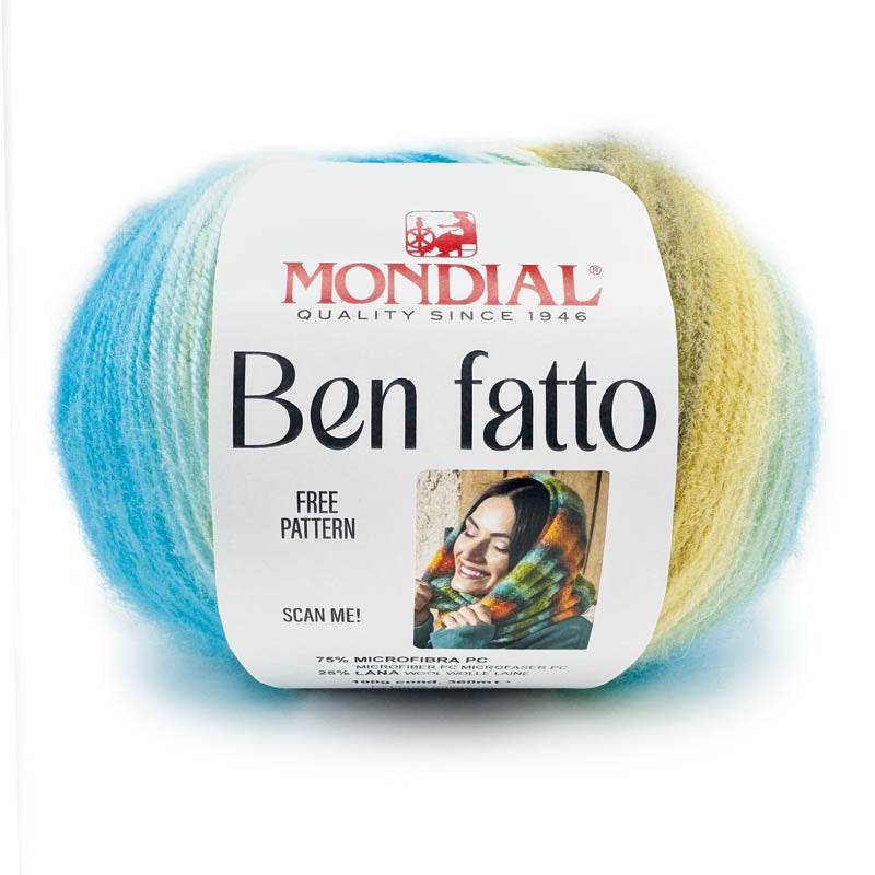 Lana BEN FATTO - MONDIAL - LacariaRicami.Store - 780 - CASTAGNA/BEIGE/ACQUA