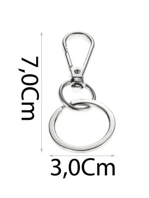 Moschettone a Scatto con Portachiavi 70x30mm - - LacariaRicami.Store