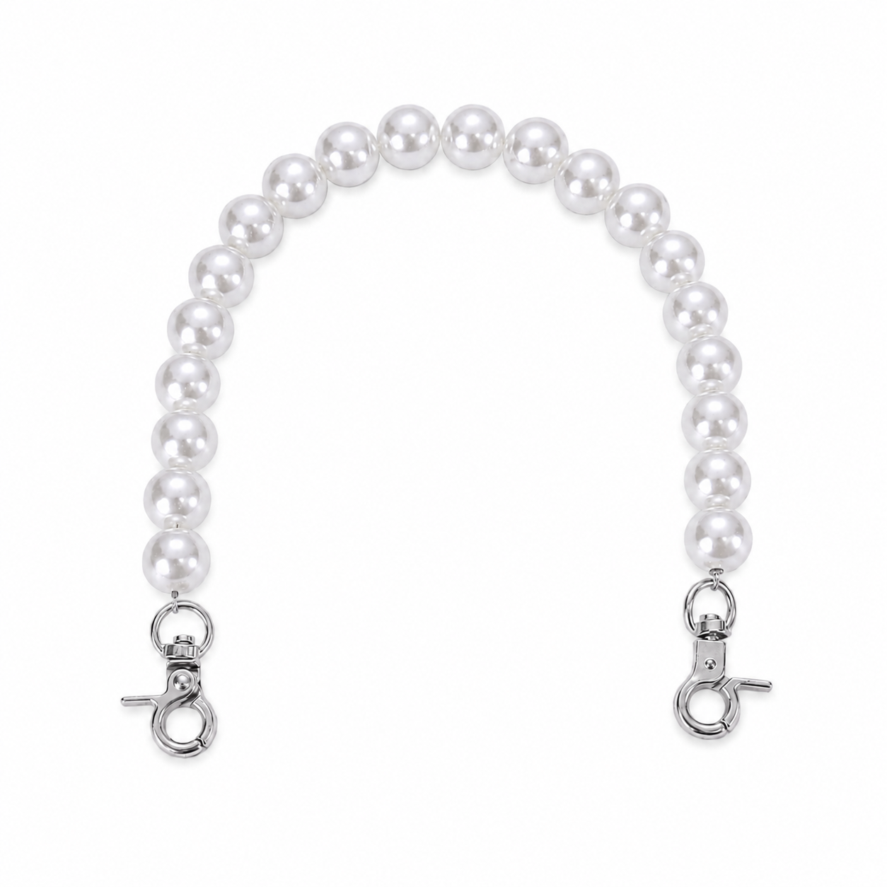 MANICO a Perle Con Moschettone 33cm - Colore: 841831 - 14mm (20 Perle) - BIANCO ARGENTO - by LacariaRicami.Store