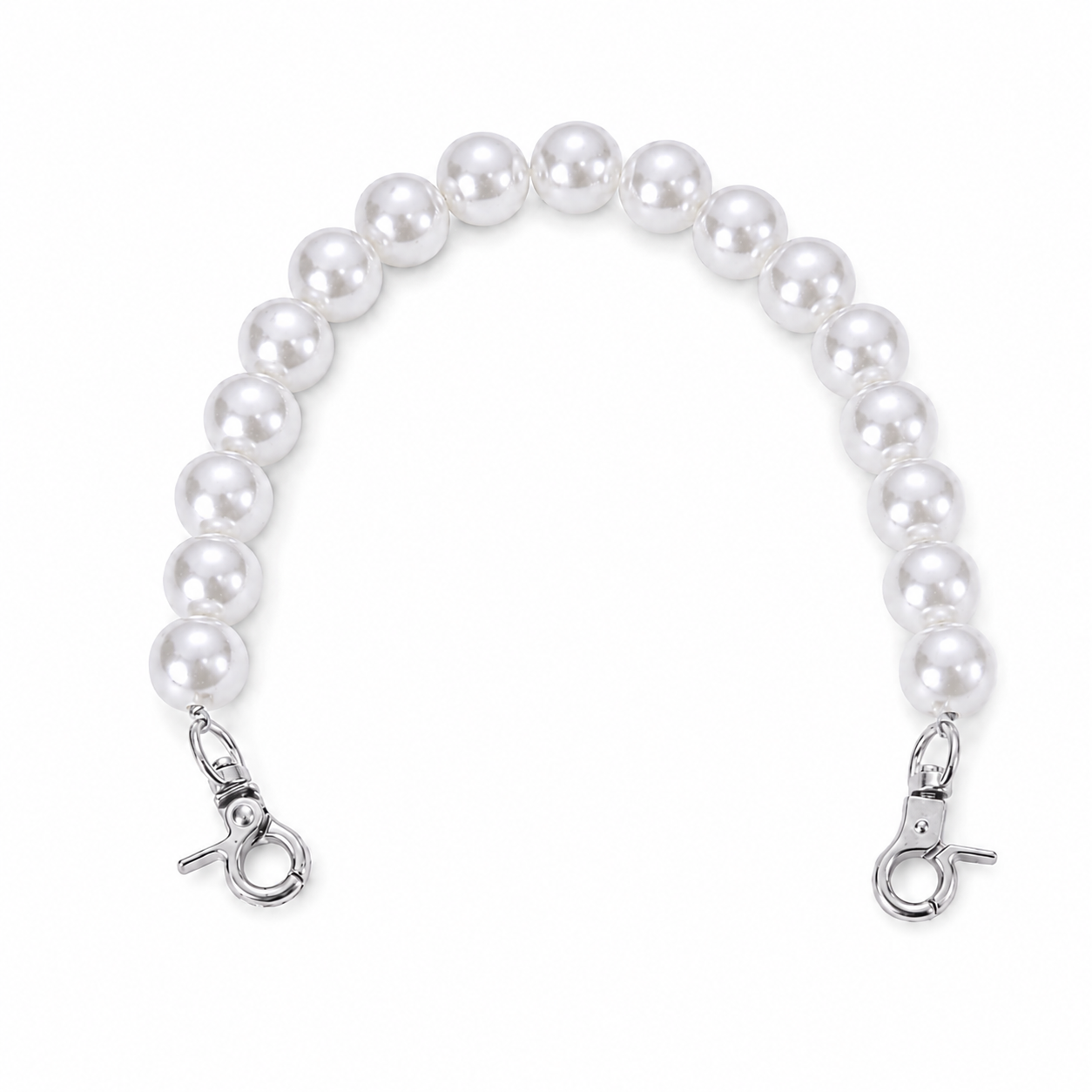 MANICO a Perle Con Moschettone 33cm - Colore: 841832 - 16mm (17 Perle) - BIANCO ARGENTO - by LacariaRicami.Store