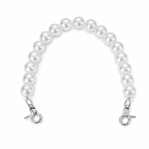MANICO a Perle Con Moschettone 33cm - Colore: 841832 - 16mm (17 Perle) - BIANCO ARGENTO - by LacariaRicami.Store